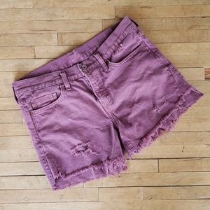 Levi's blushed plum distress cut off shorts sz 27